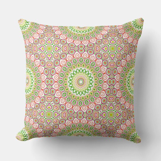 Coussin Motif de mandala vert clair et magenta (Recto)