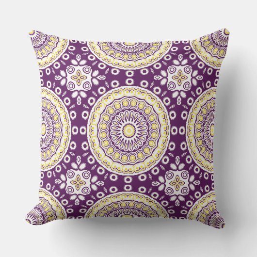 Coussin Motif de mandala violet et or (Recto)