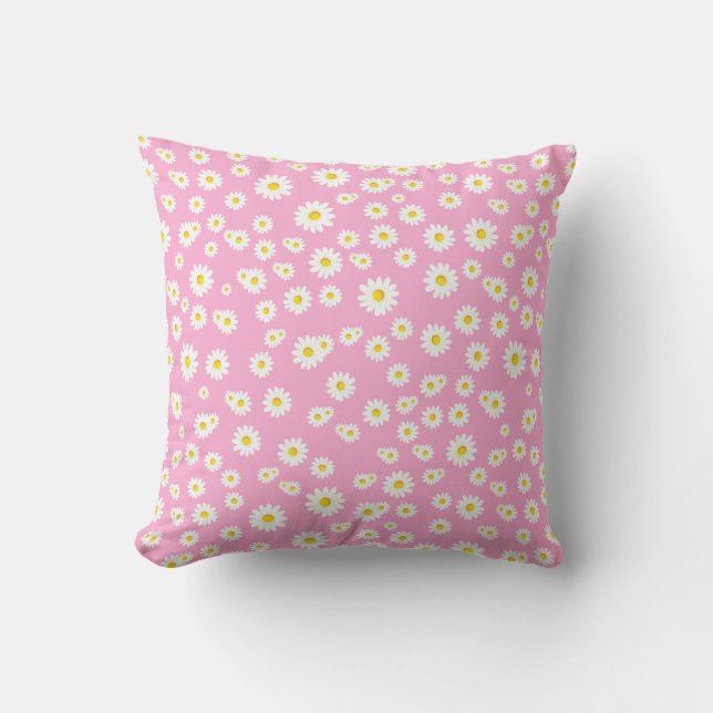 Coussin Motif de marguerites de printemps de Boho rose (Recto)