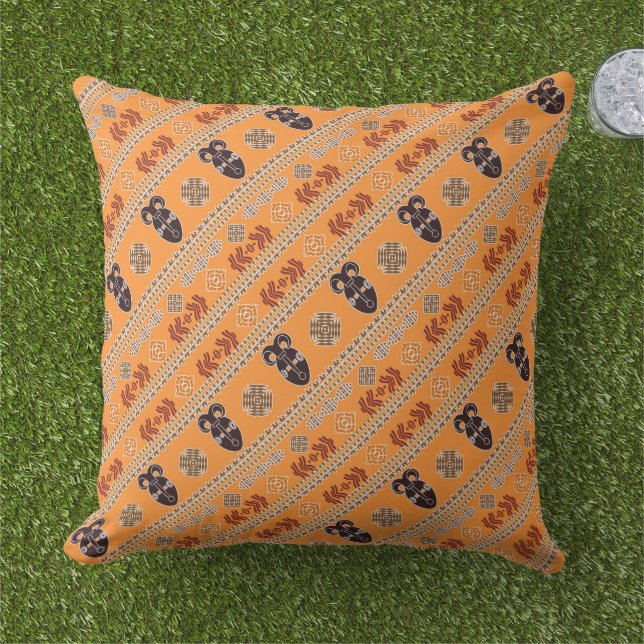 Coussin motif de masque ethnique africain (Herbe)