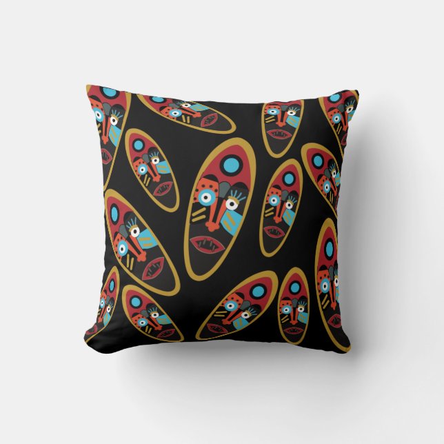 Coussin motif de masques modernes abstraits (Recto)
