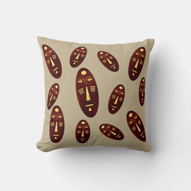 Coussin motif de masques modernes abstraits (Recto)
