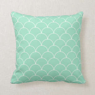 Coussin Motif de menthe et de feston de blanc