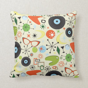 Coussin Motif de mode vintage des années 50 et 60 rétro