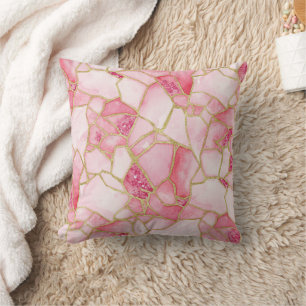 Coussin Motif de mosaïque en verre de mer aquarelle or ros
