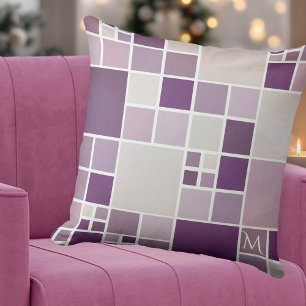 Coussin Motif de mosaïque gris mauve
