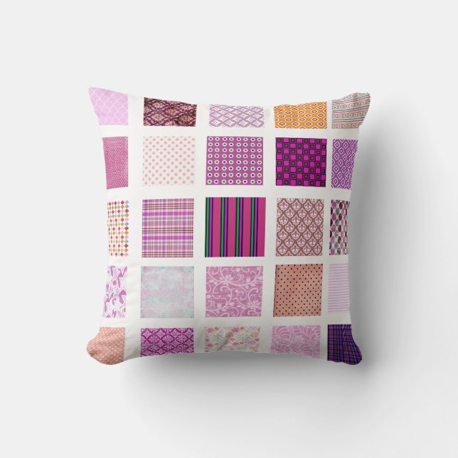 Coussin Motif de mosaïque rose (Recto)