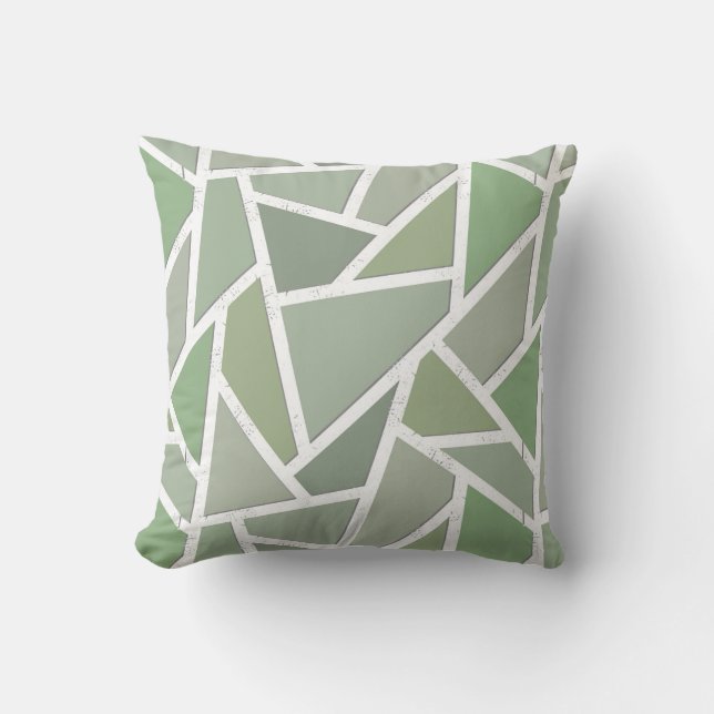 Coussin Motif de mosaïque vert olive (Recto)