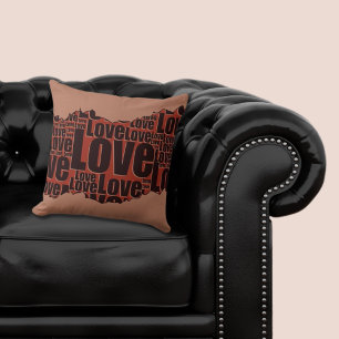Coussin Motif de mots d'amour rouge et noir déchiré