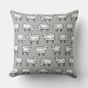 Coussin Motif de mouton - noir, blanc et gris