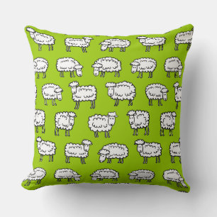 Coussin Motif de mouton - noir blanc et vert