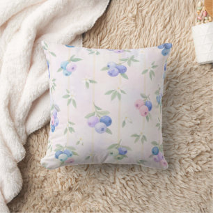Coussin motif de myrtille avec feuilles