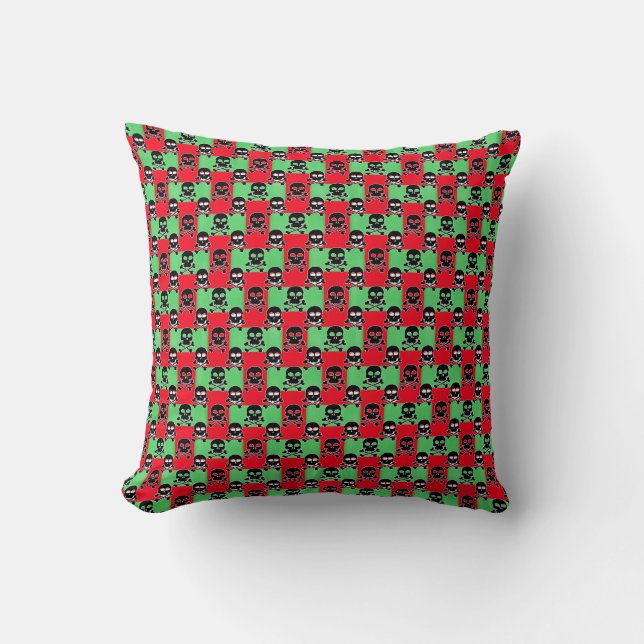 Coussin Motif de Noël amusant avec des crânes (Recto)