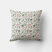 Coussin Motif de Noël avec baies et feuilles vertes (Verso)