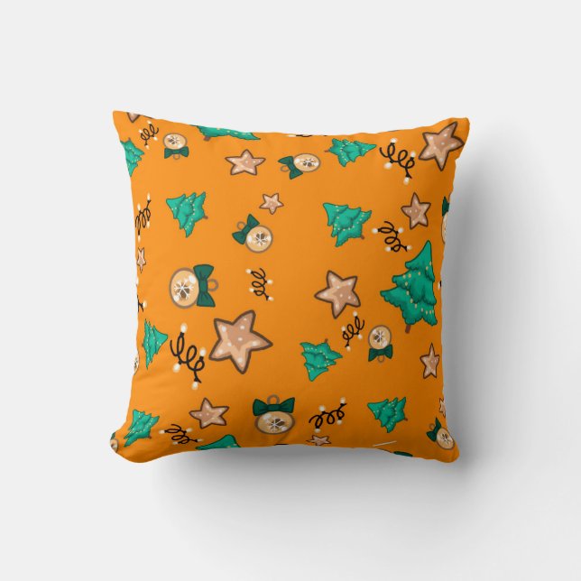 Coussin Motif de Noël avec bougies, Tangerinesbackgrou (Recto)