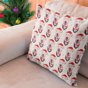 Coussin Motif de Noël de chien Bull Terrier mignon