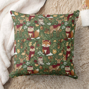 Coussin Motif de Noël de la forêt scandinave