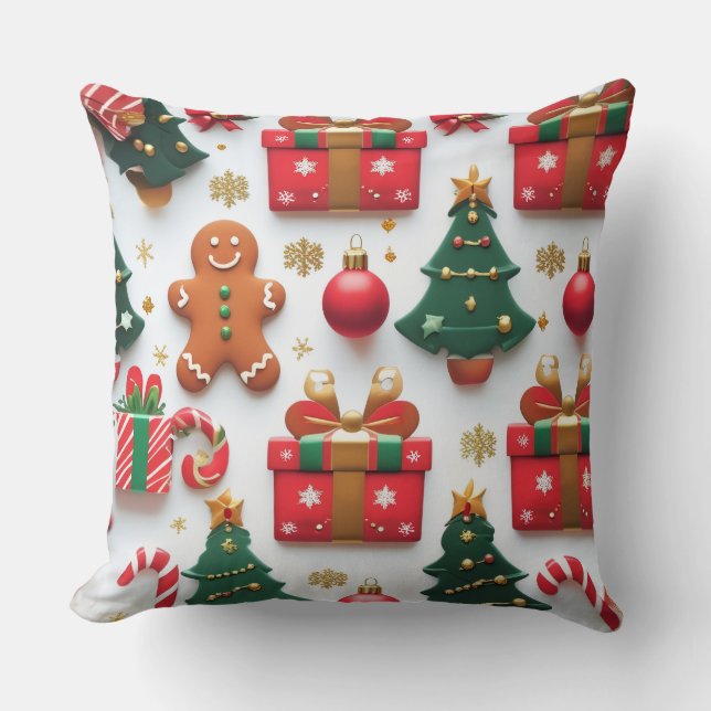 Coussin Motif de Noël festif (Recto)