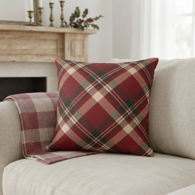 Coussin Motif de Noël moderne rouge beige (Créateur téléchargé)