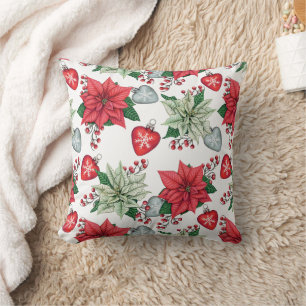 Coussin Motif de Noël Poinsettia