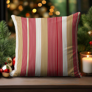 Coussin Motif de Noël Red Gold Pinstripe #28 ID1009
