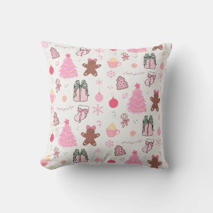 Coussin Motif de Noël rose