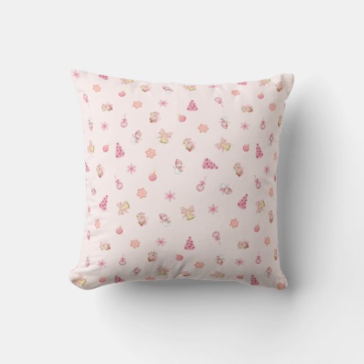 Coussin Motif de Noël rose cosy (Recto)