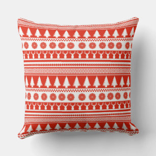 Coussin Motif de Noël rouge blanc nordique