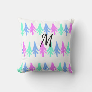 Coussin Motif de Noël simple aquarelle ajouter monogramme