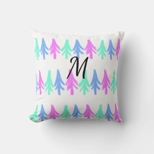 Coussin Motif de Noël simple aquarelle ajouter monogramme (Recto)