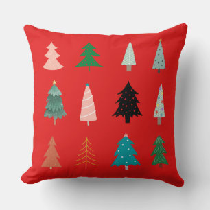 Coussin Motif de Noël vert bleu rose et rouge classique