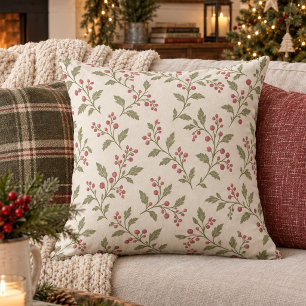 Coussin Motif de Noël Vine & Berry Sage Cran ID1337