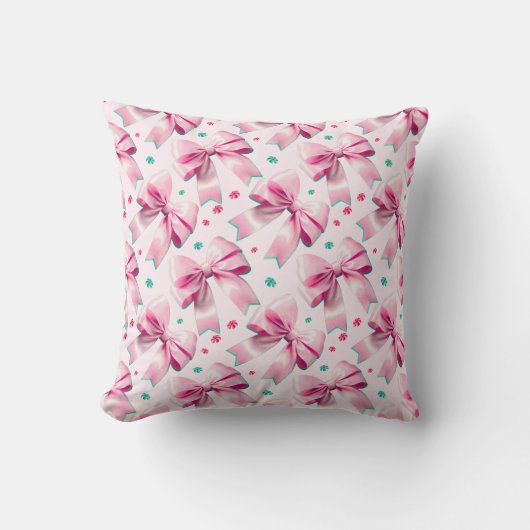 Coussin Motif de nœud coquette rose (Recto)