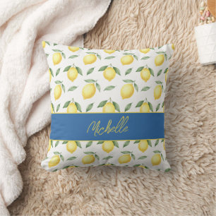 Coussin Motif de nom de monogramme de citron