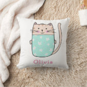 Coussin Motif de nom personnalisé de chat mignon (Couverture)