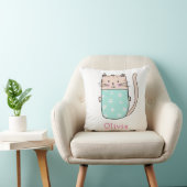 Coussin Motif de nom personnalisé de chat mignon (Chaise)