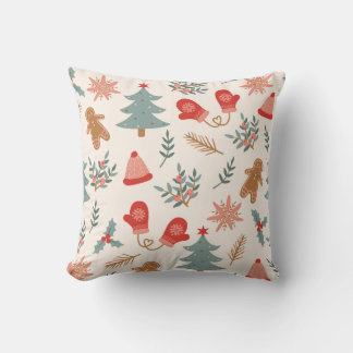 Coussin Motif de pain d'épices de Noël rétro.