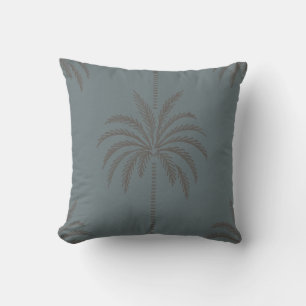 Coussin Motif de palmier minimal bleu gris tropical