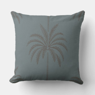 Coussin Motif de palmier minimal bleu gris tropical