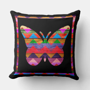 Coussin Motif de papillon Chevron