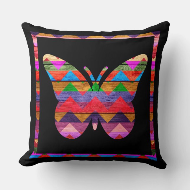 Coussin Motif de papillon Chevron (Recto)