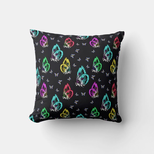 Coussin Motif de papillon noir coloré (Recto)