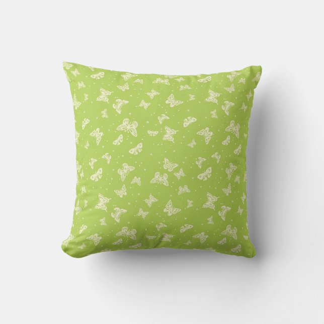 Coussin Motif de papillon vintage vert (Recto)