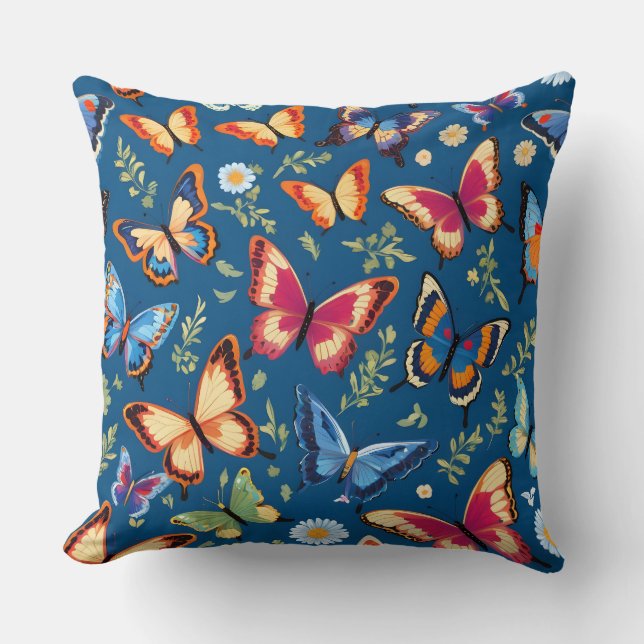 Coussin Motif de papillons colorés (Recto)