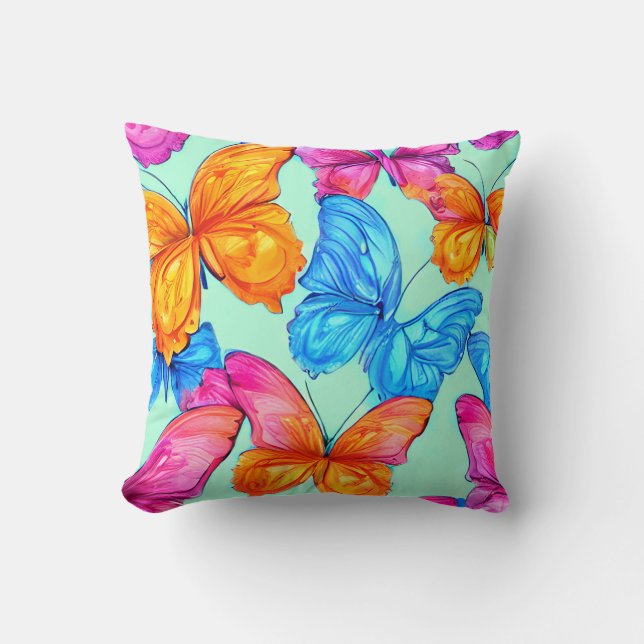 Coussin Motif de papillons colorés (Recto)
