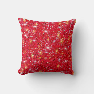 Coussin Motif de parties scintillant rouge or blanc brilla