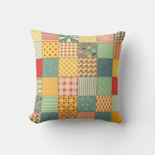 Coussin Motif de patchwork transparent coloré avec abstrai