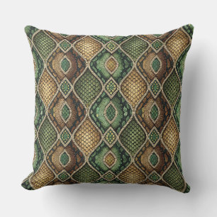 Coussin Motif de peau de serpent géométrique orné exotique