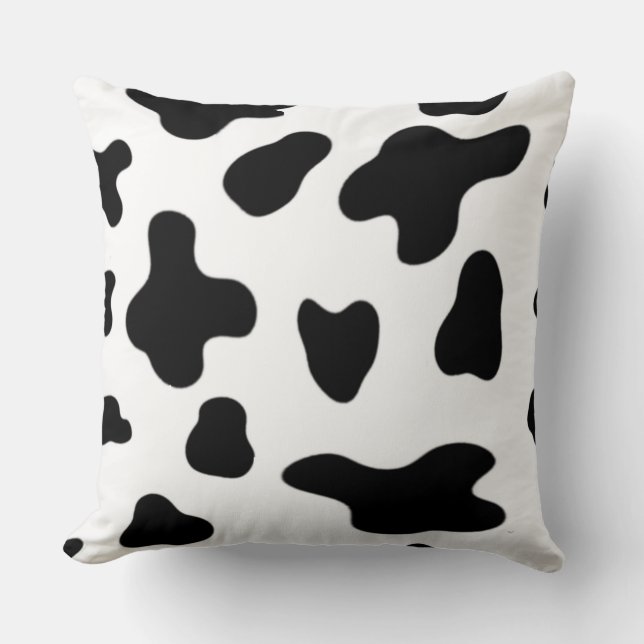 Coussin Motif de peau de vache noir et blanc (Recto)