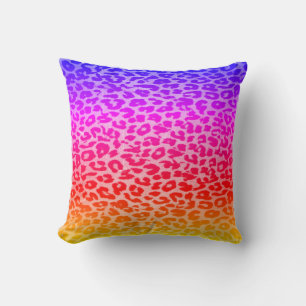 Coussin Motif de peau Empreinte de léopard arc-en-ciel